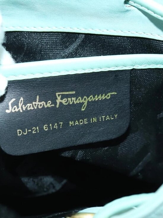 Salvatore Ferragamo Gancini Backpack Suede Green Gold Auth 159843 main image 12